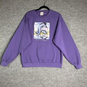 The Disney Store Eeyore Pullover Sweatshirt Size Large‎ Purple Graphic Print